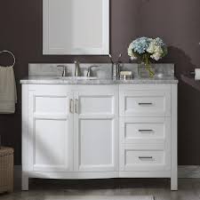 Allen Roth Moravia 48 In White Single Sink Bathroom Vanity With Natural Carrara Marble Top Lowes Com Single Sink Bathroom Vanity Bathroom Sink Vanity Bathroom Vanity