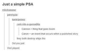Cannon Vs Canon Funny Tumblr Posts Tumblr Funny Facebook Fail