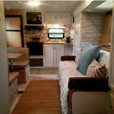Really Creative Way To Reno A Standard Rv Wallpaper On Slideout Rv Living Room Tiny House Cabin Horse Trailer Living Quarters