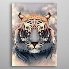 Tiger Poster Print By Mr Jackpots Displate In 2021 Animals Tiger Art Drawings