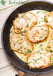 Keto Pork Chops With Super Creamy Mushroom Sauce Recipe Keto Pork Chops Pork Chop Dinner Keto Recipes Dinner