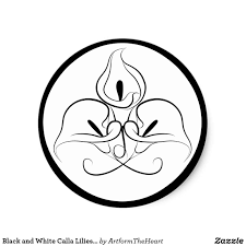 Black And White Lily Clipart Black And White Calla Lilies Round Stickers Zazzle Com In 2020 Lilies Drawing Calla Lily Tattoos Calla Lily