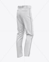 Fit Piped Baseball Pants Back Half Side View In Apparel Mockups On Yellow Images Object Mockups Clothing Mockup Baseball Pants Varsity Bomber Jacket