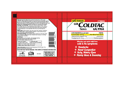 These chlorpheniramine maleate 4mg tablets provide relief from nasal congestion due to the common cold, respiratory allergies and hay fever. Coldtac Ultra Tabs Acetaminophen 500mg Chlorpheniramine Maleate 4mg Phenylephrine Hcl 10mg Tablet