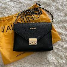 Mario Valentino Bags Valentino Isabelle Gold Black Leather Crossbody Poshmark