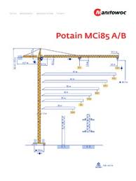 tower cranes potain mci 85 a b specifications cranemarket