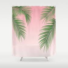 Palm Tree Palm Green Pink Gradient Tropical Summer Leaves Tree Shower Curtains Pink Shower Curtains Shower Curtain