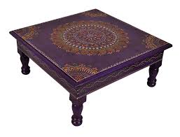 Indian Wood Square Chowki Table Meenakari Hand Painted Traditional Low Table 18 Indian Furniture Wooden Side Table Hand Painted Furniture