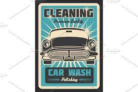 Cleaning Car Vintage Poster Car And Motorcycle Design Vintage Posters Car Wash Services