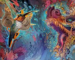 Android Jones visionary digital art ElectroMineral movement Samskara fractal energy portrait, AI generated