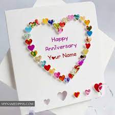 Let us do all the designing and making, you just have to send the card! Name Write Beautiful Heart Design Anniversary Card Create My Name Pix Cards