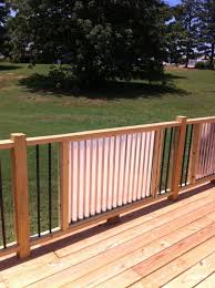 With modular pipe fittings for metal railings this is no problem! My New Railings Corrugated Metal And Metal Balusters My Husband Is A Genius Modern Fencing Ideas Deck Railings Metal Balusters