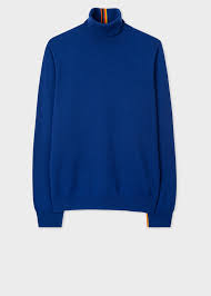 Men S Indigo Cashmere Roll Neck Sweater Paul Smith Europe