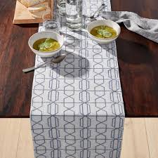 Geneva 90 Blue Embroidered Table Runner Embroidered Table Runner Table Runners Crate And Barrel