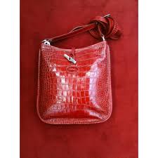Authentique sac à main longchamp cuir pour la boutique mercedes vintage bag. Sac Longchamp Roseau En Cuir Facon Croco Rouge