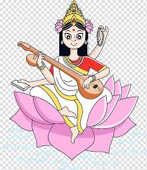 Saraswati maa is worshipped in hindu tradition as goddess of education. Vasant Panchami Basant Panchami Saraswati Puja Pink Cartoon Transparent Background Png Clipart Hiclipart