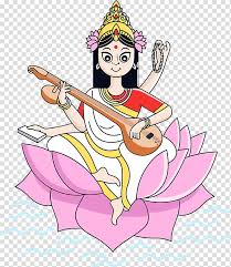 Saraswati maa is worshipped in hindu tradition as goddess of education. Vasant Panchami Basant Panchami Saraswati Puja Pink Cartoon Transparent Background Png Clipart Hiclipart