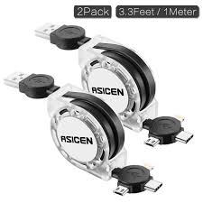 Micro Usb Cable 2 Pack 3 In 1 Retractable Lightning To Usb Cable Type C Sync Fast Charging Cord For Iphone Ipad Mini Pro Air Samsung Moto Blackberry Nokia Lg Google Htc Black Walmart Com
