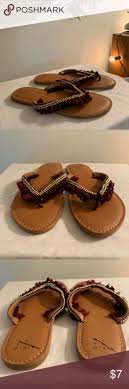A New Day Red Tassel Sandals Tassel Sandals Beaded Flip Flops A New Day