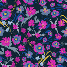 Maybe you would like to learn more about one of these? Seamless Pattern With Small Flowers On A Dark Background Modern Fashionable Floral Texture For Fabric Wallpaper Interior Tiles Print Textiles Packaging And Various Types Of Design Trendy Vector Illustration Royalty Free Cliparts