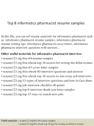 Curriculum vitae examples and writing tips, including cv samples, templates, and advice for u.s. Top 8 Informatics Pharmacist Resume Samples