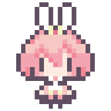 Kawaii Cute Chibi Pink Hair Crown Tiny Short Digital Pixel Art Bunny Ears Candy Sweets School Uniform Simple No Backgro Anime Pixel Art Pixel Art Minecraft Art