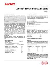 Loctite Silver Grade Anti Seize Technical Data Sheet