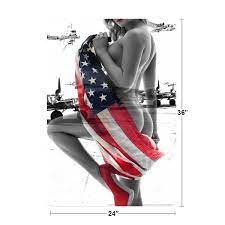 Wrapped American Flag Planes by Daveed Benito Sexy Patriotic USA Girl Woman  Girls Women Hot Real Pinup Model Models Voluptuous Lesbian Adult Pics Babes  Cool Wall Decor Art Print Poster 24x36