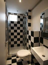 Color blocking doesn't have to mean bold and bright. 100 Small Bathroom Designs Ideas Hative