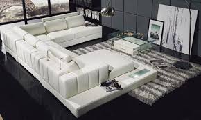 Latest Modern Design Large U Shaped Corner Sofa With Led Light Contemporary Leather Sectional Sofa Leather Sectional Modern Leather Sectional Sofas