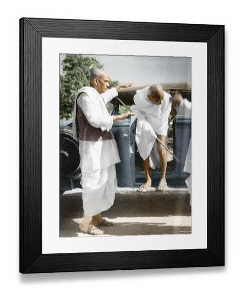 Mahatma Gandhi Accompanied Sardar Vallabhbhai Patel Print, 1937