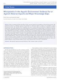 Plant, cell and environment (online) plant, cell and environment. Pdf Microplastics In The Aquatic Environment Evidence For Or Against Adverse Impacts And Major Knowledge Gaps