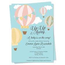 Amazon Com Hot Air Balloon Baby Shower Invitations Up Up Away Invites Gender Neutral Unisex Boy Or Girl Surprise Personalized Customized Printed Cards 12 Count Home Kitchen
