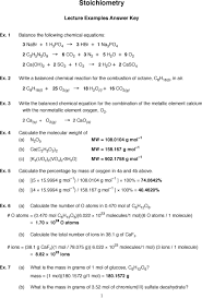 Stoichiometry Lecture Examples Answer Key Pdf Free Download