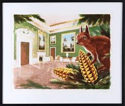 Billgren utmanar sitt alter ego. Ernst Billgren Squirrel Sat In The Grain Color Lithography Signed Ernst Billgren Art Graphic Auctionet