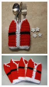Christmas Cutlery Holders Free Crochet Patterns Christmas Crochet Patterns Crochet Christmas Gifts Holiday Crochet