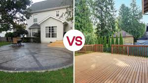 They can also be engraved and stamped to mimic other materials popular with outdoor paving. The Pros And Cons Of Concrete Patios And Wood Decks
