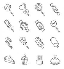 Set Of Sweets And Candies Icons With Outline Style Candy Drawing Candy Icon Sweet Drawings