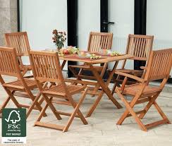 Garden Furniture Set 6 Seater Dining Table Folding Armchairs Chairs Wooden Patio Furniture Sets Furniture Garden Furniture Sets