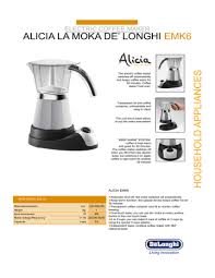 Get free delivery on eligible orders in singapore with amazon prime subscription. De Longhi Emk6 Coffeemaker Emk6 User Manual Manualzz