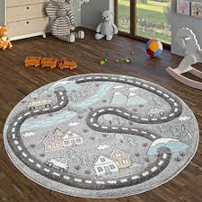 Hallo, ich bin benjamin jahr, kundenbetreuer bei teppich ­scheune. Spielteppich Kinderzimmer Teppich Rund Kurzflor Pastellfarben Strassen Motiv Grau Ebay