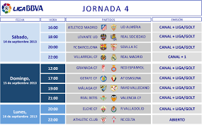 Toda la información de laliga santander, laliga smartbank, y primera división femenina: Horarios De La 4Âº Jornada En La Liga Bbva De Futbol Espanol El Blog De Taquilla Com