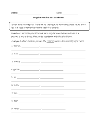 Nouns Worksheets Irregular Nouns Worksheets Plurals Nouns Worksheet Irregular Nouns
