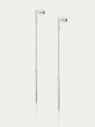 Very Elegant Earrings With Two Bars and a Chain Made of Sterling Silver and  Plated in 24k Gold.