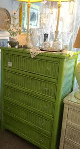 Chalk Painted Henry Link Wicker Dresser By Lexington Painted In Cece Caldwell Spring Hill Green Wicker Dresser Furniture Makeover Dresser Painted Wicker