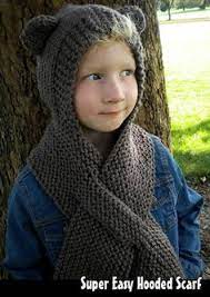 Knitting Pattern For Super Easy Hooded Scarf Ad Combination Hat And Scarf With Self Fastening Pull T Hooded Scarf Pattern Hooded Scarf Scarf Knitting Pattern