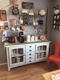 Cook up some homemade coffee cookies or coffee and chocolate cookies, wrap them in clear or include quality chocolates, boxed chocolates, or the individual's favourite chocolate bars along with. 30 Stylish Home Coffee Bar Ideas Stunning Pictures Included Coffee Bar Home Halloween Home Decor Halloween Kitchen