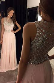Elegant Long Light Pink Chiffon Prom Dresses With Beading Bodice Evening Dresses Evening Dresses Prom Blush Pink Prom Dresses Chiffon Prom Dress