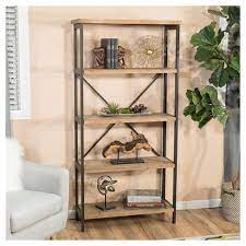 Perth 68 5 5 Shelf Industrial Bookcase Antique Christopher Knight Home Vintage Industrial Furniture Industrial Furniture Industrial Bookcases