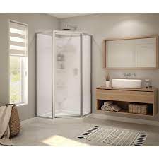 Maax Summit 38 In X 38 In X 72 In Center Drain Corner Shower Kit In White With Frameless Door In Chrome 300006 000 129 102 The Home Depot In 2021 Corner Shower Kits Corner Shower Neo Angle Shower